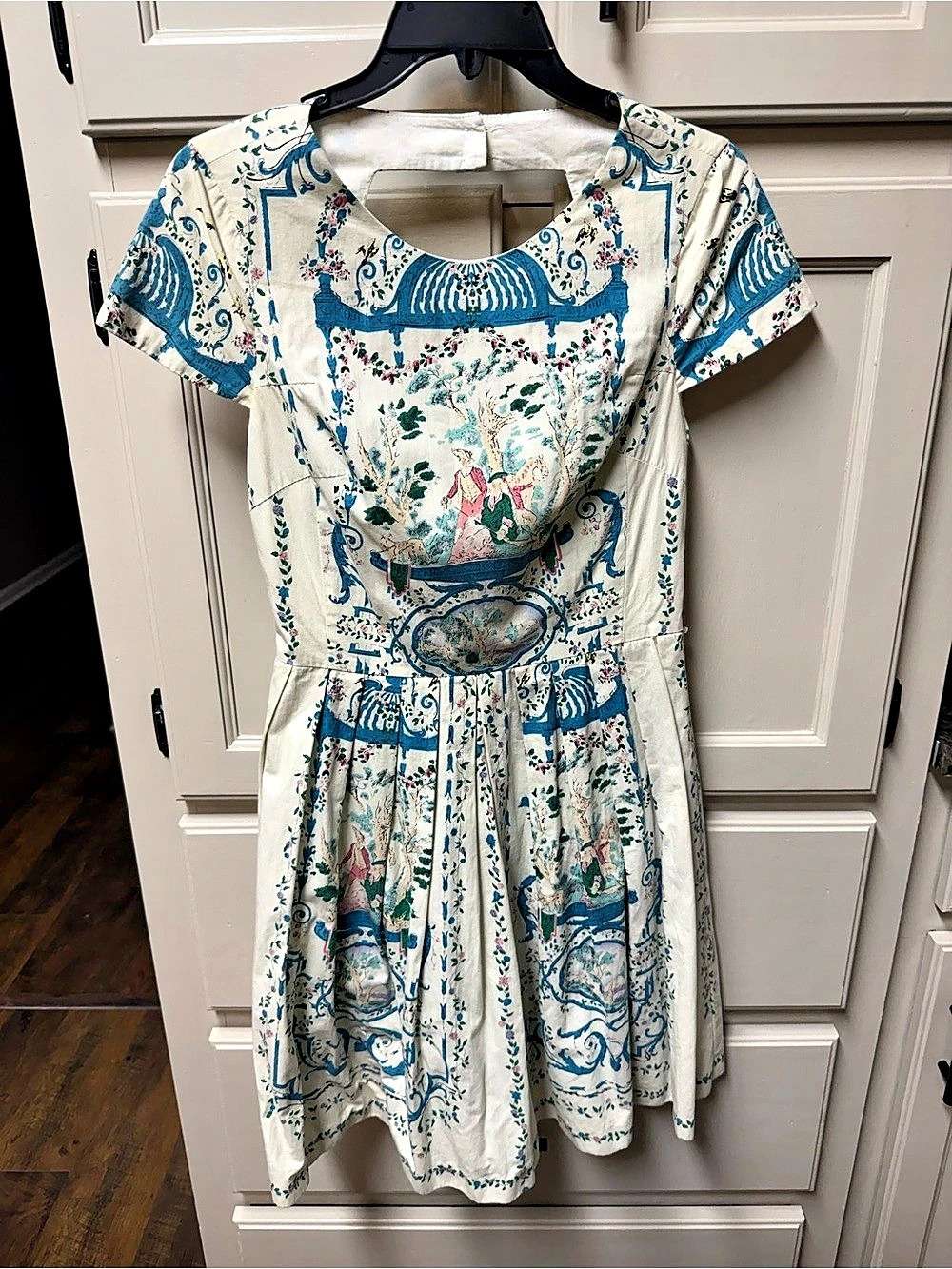Avec Les Filles Toile Fit & Flare Minidress Blue & White